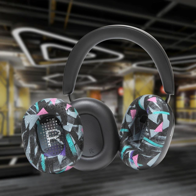 Alt view image 4 of 7 - SweatZ Ace - Patented Earpad Sweat Covers for Sonos Ace Headphones Made by Wicked Cushions Made with Premium Silicone, Sweatproof & Easily Washable 90's Black