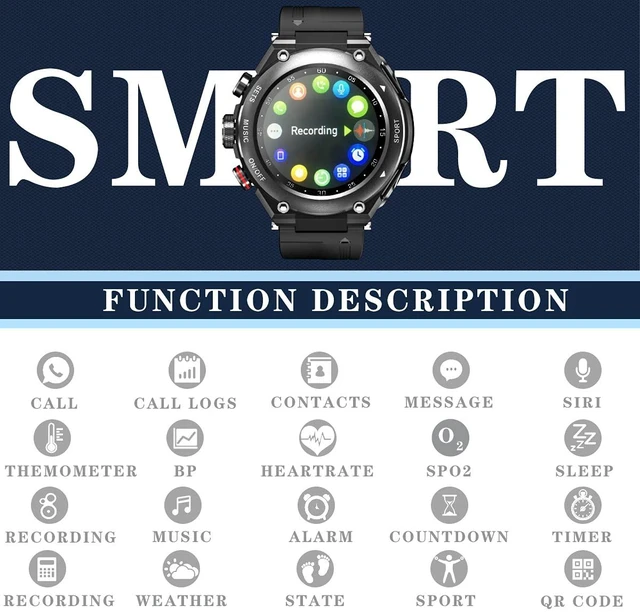 Alt view image 4 of 7 - Smart Watch with Earbuds 3 in 1 Round Fitness Tracker 1.28inch Smartwatch for Men Answer/Make Call Speaker Recording Sleep Monitor Sports Smart Watch Long Time Standby