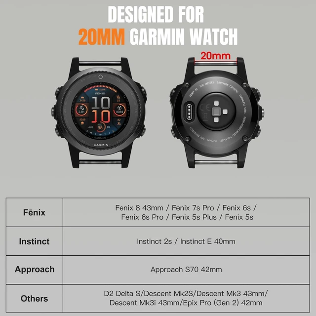 Alt view image 2 of 7 - 20mm Quick Fit Nylon Band Compatible with Garmin Watch Rugged Nylon Strap with Magnetic Fidlock V-Buckle for Fenix 8 43mm//7s/6S Pro/5S Plus/Instinct 2s E 40mm/Approach S70 42mm