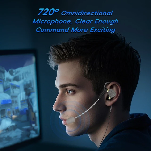 Alt view image 6 of 7 - KG01 Professional Gaming Earbuds,Battle Buds,Detachable Microphone, 4D Surround Sound,11mm Dynamic Driver for Mobile Gaming, PlayStation,PC with 3.5mm/Type-c (Type C, Black)