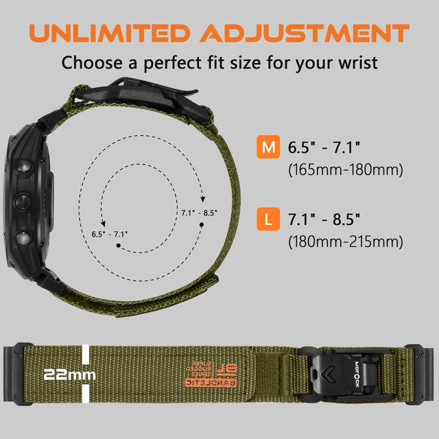 Alt view image 6 of 7 - 20mm Quick Fit Nylon Band Compatible with Garmin Watch Rugged Nylon Strap with Magnetic Fidlock V-Buckle for Fenix 8 43mm//7s/6S Pro/5S Plus/Instinct 2s E 40mm/Approach S70 42mm