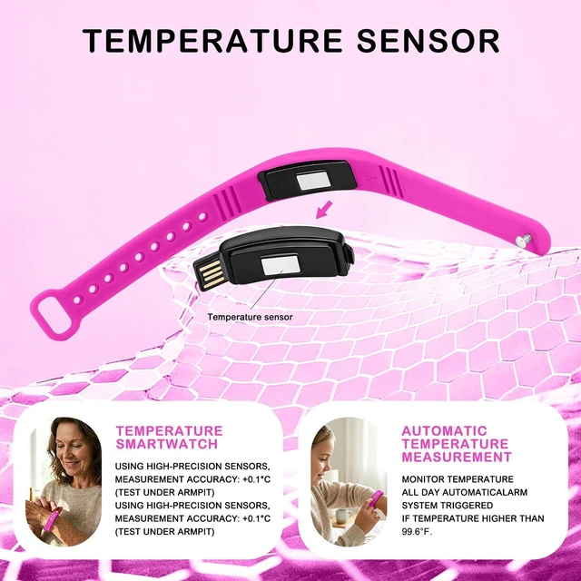 Alt view image 5 of 7 - Vibrating Alarm Wristband, Silent Waterproof Watch with Temperature Detection, USB Rechargeable for Heavy Sleepers Students Sports