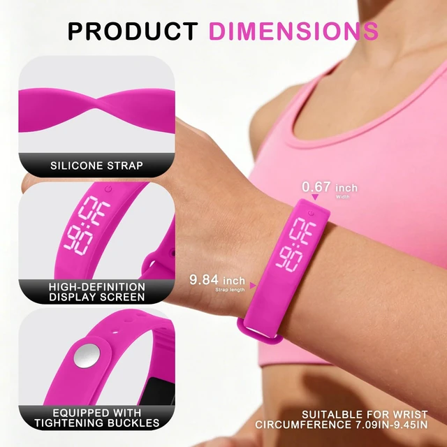 Alt view image 6 of 7 - Vibrating Alarm Wristband, Silent Waterproof Watch with Temperature Detection, USB Rechargeable for Heavy Sleepers Students Sports