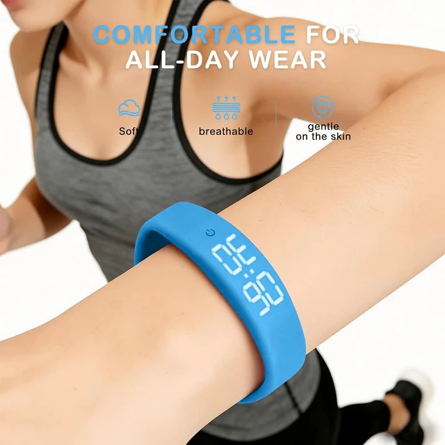 Alt view image 2 of 7 - Vibrating Alarm Wristband, Silent Waterproof Watch with Temperature Detection, USB Rechargeable for Heavy Sleepers Students Sports