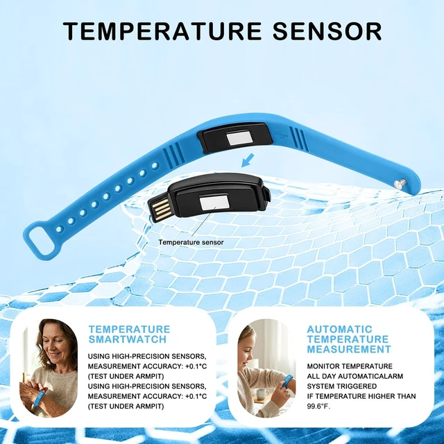 Alt view image 5 of 7 - Vibrating Alarm Wristband, Silent Waterproof Watch with Temperature Detection, USB Rechargeable for Heavy Sleepers Students Sports