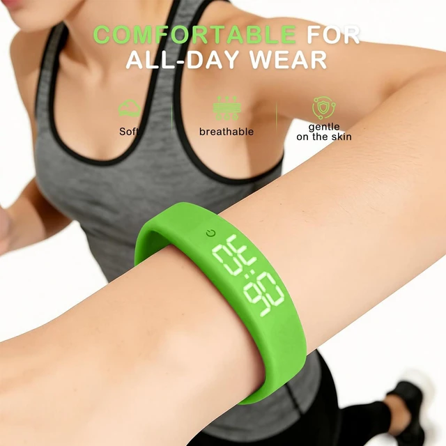Alt view image 2 of 7 - Vibrating Alarm Wristband, Silent Waterproof Watch with Temperature Detection, USB Rechargeable for Heavy Sleepers Students Sports