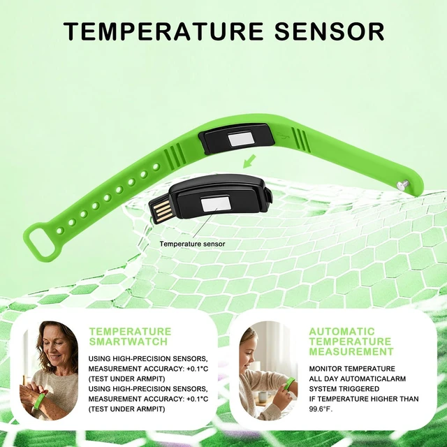Alt view image 5 of 7 - Vibrating Alarm Wristband, Silent Waterproof Watch with Temperature Detection, USB Rechargeable for Heavy Sleepers Students Sports