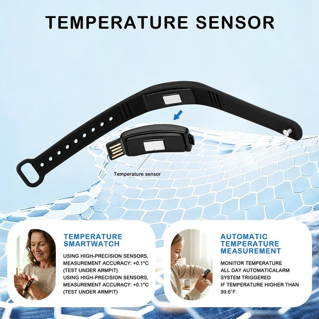 Alt view image 5 of 7 - Vibrating Alarm Wristband, Silent Waterproof Watch with Temperature Detection, USB Rechargeable for Heavy Sleepers Students Sports