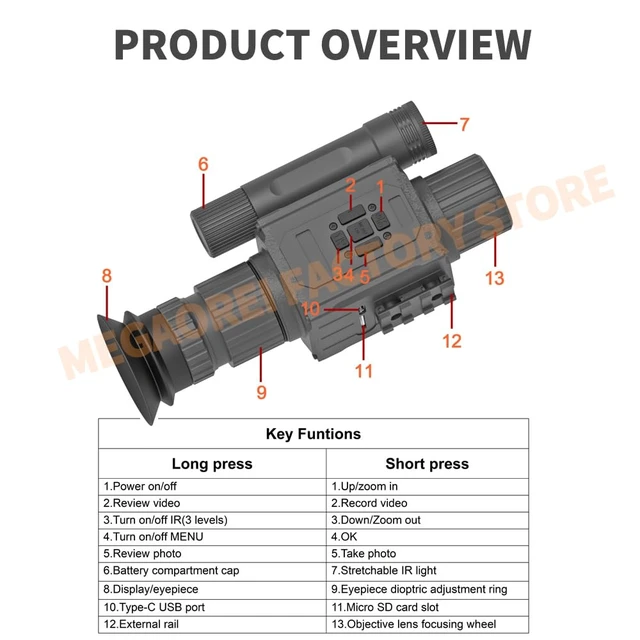 Alt view image 4 of 6 - NK008 Digital 1080P Day & Night Vision Monocular Camera with 940nm IR Digital Telescope for Observation Camping (NK008-50-IR940)