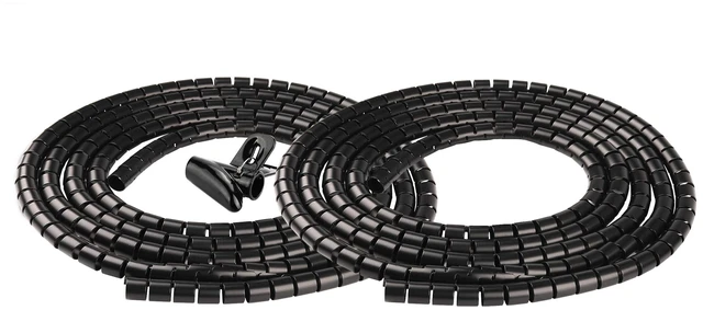 Main image of Cable Sleeve Organizer 19.7ft Cord Wire Wrap Coiled Tube Sleeve Cable Management Sleeve for Home Office PC TV Black