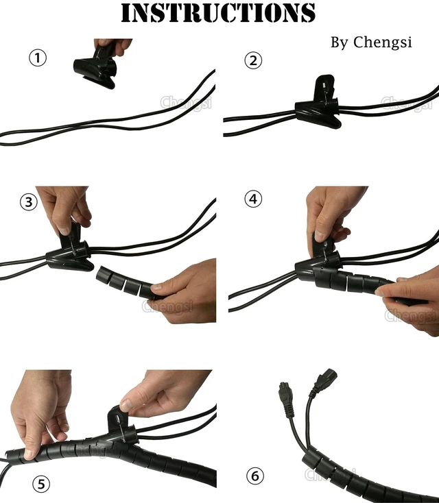Alt view image 2 of 6 - Cable Sleeve Organizer 19.7ft Cord Wire Wrap Coiled Tube Sleeve Cable Management Sleeve for Home Office PC TV Black