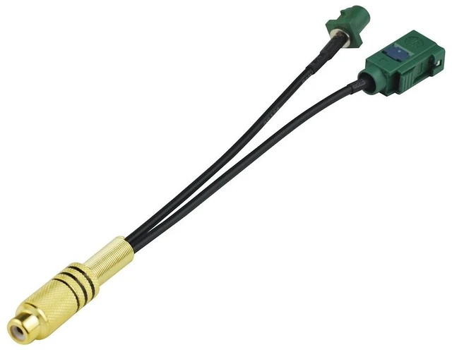 Main image of Fakra to RCA Splitter 15cm RCA Female to Green Fakra E Female Male Basket RF Pigtail for Aftermarket Radio Rear View Camera etc