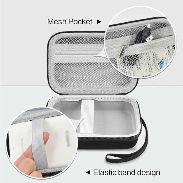 Alt view image 3 of 7 - Case for Canon Ivy 2 / CLIQ+2/ CLIQ 2/ for KODAK Step Mini Photo Printer Hard-shell EVA case, Zippered Mesh Pocket Fits Photo Paper & Cable, Securing Straps, Detachable Handle, Case Only, Black