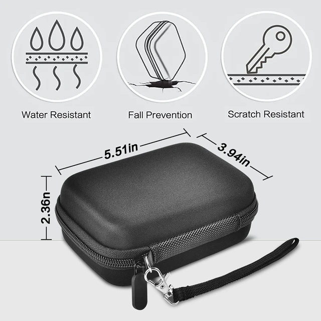Alt view image 4 of 7 - Case for Canon Ivy 2 / CLIQ+2/ CLIQ 2/ for KODAK Step Mini Photo Printer Hard-shell EVA case, Zippered Mesh Pocket Fits Photo Paper & Cable, Securing Straps, Detachable Handle, Case Only, Black