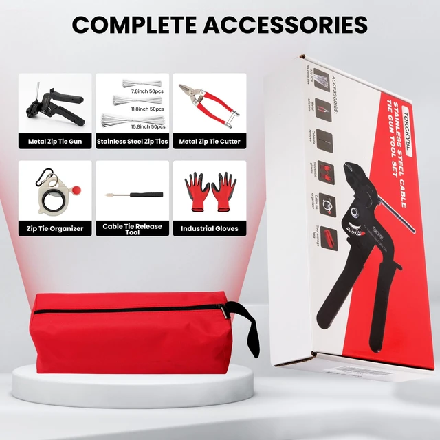 Alt view image 6 of 7 - Stainless Steel Cable Tie Gun Set, Heavy Duty Metal Zip Tie Kit 150PCS Self-Locking Ties, Adjustable Fastening & Cutting Tool for Outdoor Fencing, Exhaust Pipes, Black