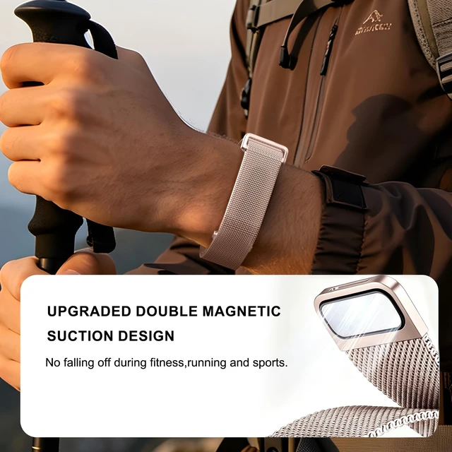 Alt view image 3 of 5 - Milanese Stainless Steel Band Compatible with Fitbit air One, Peak, Life Lightweight Magnetic Breathable Metal Replacement Strap & Fully Adjustable Wristband