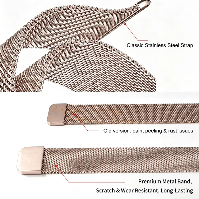 Alt view image 4 of 5 - Milanese Stainless Steel Band Compatible with Fitbit air One, Peak, Life Lightweight Magnetic Breathable Metal Replacement Strap & Fully Adjustable Wristband