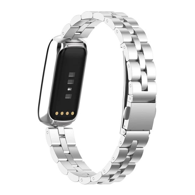 Alt view image 2 of 7 - Bands Compatible with Fitbit Luxe Metal Stainless Steel Watch Band Replacement Classic Durable Solid Link Accessory Buckle Metal Strap Wrist Band for Luxe Fitness Wellness Tracker