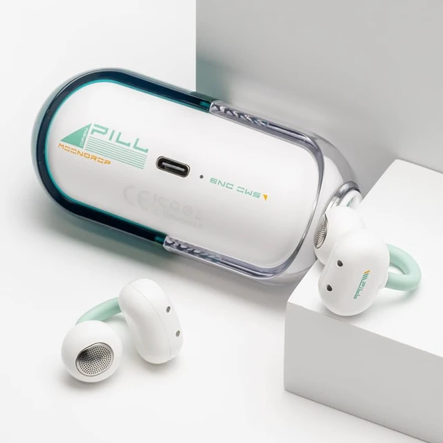 Alt view image 3 of 7 - Pill Open Ear Headphones OWS Hanging Earphones IPX4 Ear Clip Wireless Earbuds (Green)