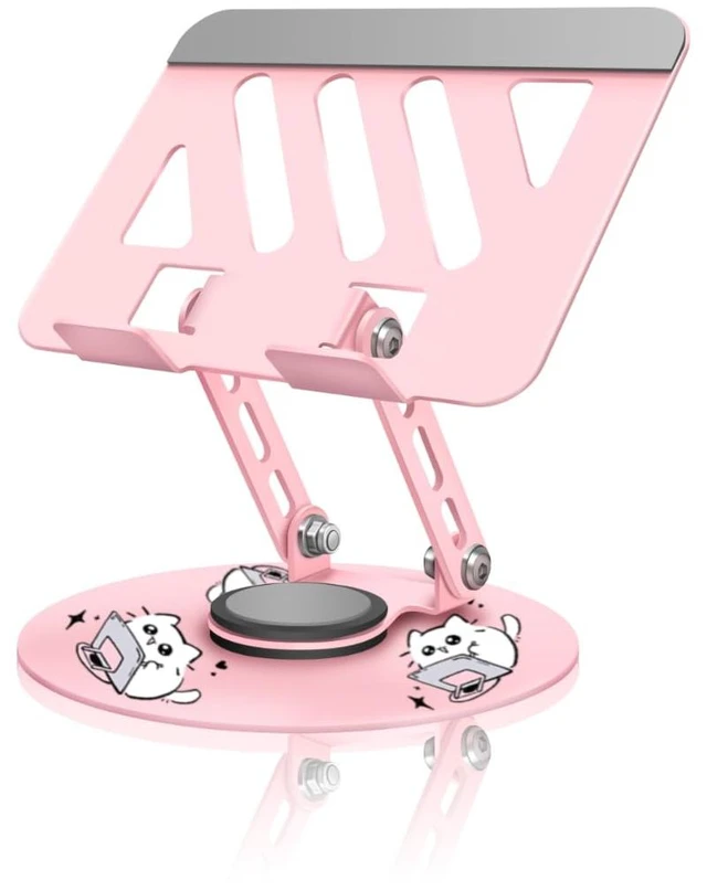 Main image of Upgraded 360°Rotating Tablet Stand with Foldable Base - Cute Cat Pattern,Universal for 7-13" Devices (iPad,iPhone,Tablet,Phone) - Ideal for Desk Work,Office,Travel,Home & Painting