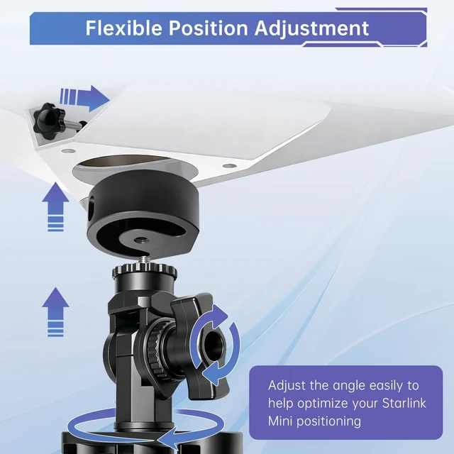 Alt view image 6 of 7 - Starlink Mini Mount Dual-Clamp Pole Mount Kit Aluminum Nylon RV Dual-clamp Starlink Mini mount with aluminum and nylon design. Fits RV ladders, roof racks, poles and camping setups