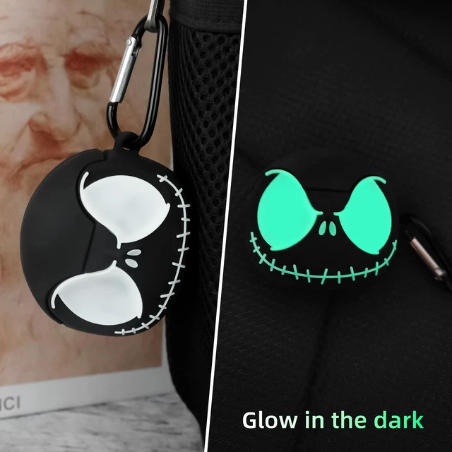 Alt view image 7 of 7 - for AirPods 4 and AirPods 5 Case Cover with Cleaner kit, Black Glow in The Dark, Anime Skull Case for Apple AirPods 5/4 (2026/2024) Funny Soft Silicone Cute Case for Women Men