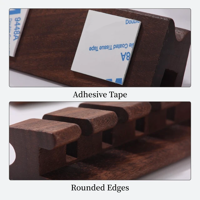 Alt view image 5 of 7 - Walnut Wood Cord Holder 5 Slots Cable Organizer with Adhesive Tape, Desk Wire Management for USB, Charging, HDMI, and Type-C Cables (5 Slot)
