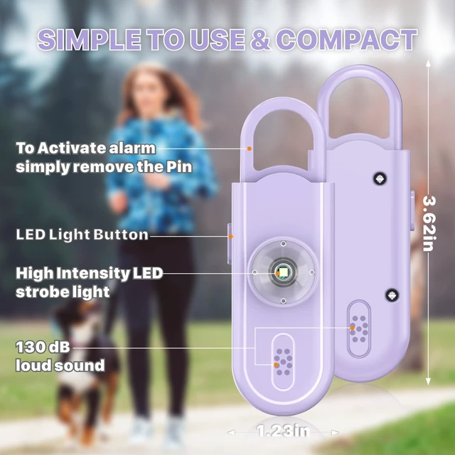 Alt view image 5 of 7 - Safe Sound Personal Alarm, 2 Pack 130 dB Loud Siren Song Emergency Security Alarm Keychain with Strobe LED Light, Personal Sound Safety Siren for Women, Men, Children, Elderly