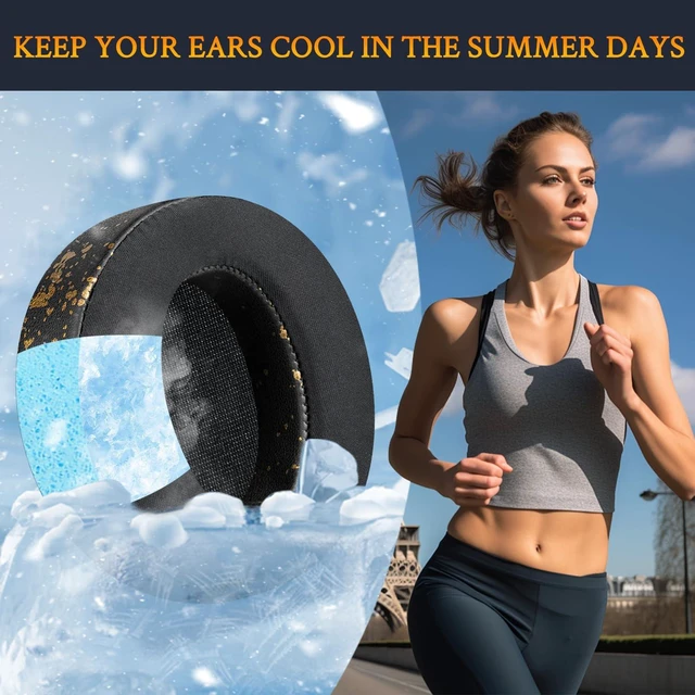 Alt view image 4 of 6 - Cooling Gel Earpads Cushions Replacement for Sony MDR-XB950 XB950BT XB950B1 XB950N1 XB950AP Over-Ear Headphones, Ear Pads with Noise Isolation Memory Foam - Black Gold