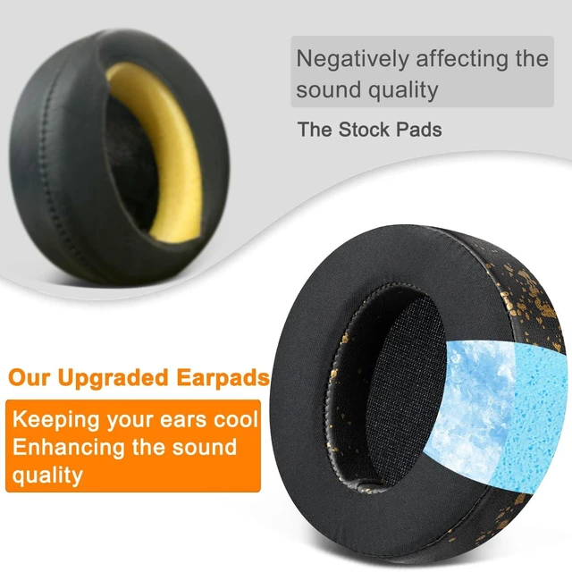 Alt view image 6 of 6 - Cooling Gel Earpads Cushions Replacement for Sony MDR-XB950 XB950BT XB950B1 XB950N1 XB950AP Over-Ear Headphones, Ear Pads with Noise Isolation Memory Foam - Black Gold