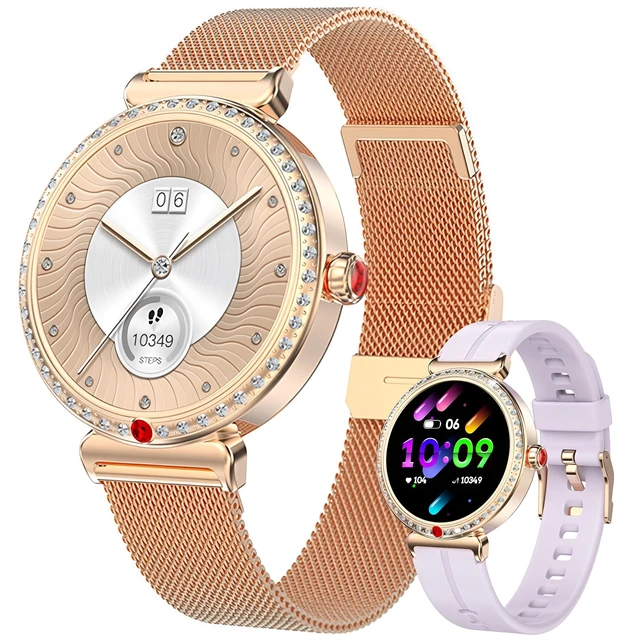 Main image of Smart Watch for Women, Answer/Make Calls, 1.28" AMOLED Fitness Tracker with Heart Rate/SpO2/Sleep/Menstrual Tracking, 100+ Sports Modes, IP67 Waterproof, Smartwatch for Iphone & Android, 2 Bands