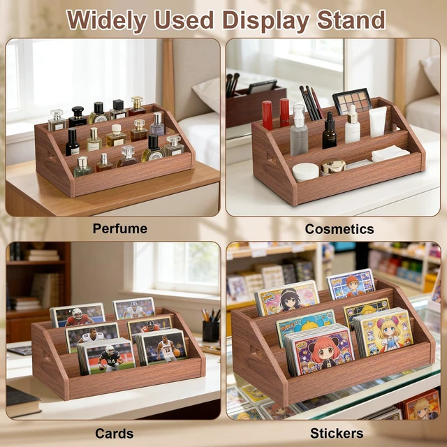 Alt view image 6 of 7 - 3 Tier CD Holder,Wood CD Storage Rack,CD/DVD Display Stand Holds 24 Jewel Cases,CD Organizer with Handles for CD DVD Cassettes Tapes,Rustic Brown for Home Office & Music Lovers