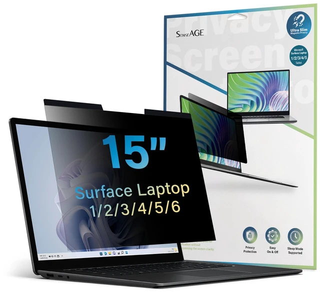 Main image of Magnetic Privacy Screen Protector for Surface Laptop 15 inch (6/5/4/3/2/1), Removable Anti-Glare Blue Light Filter, Compatible with Surface Laptop 15"