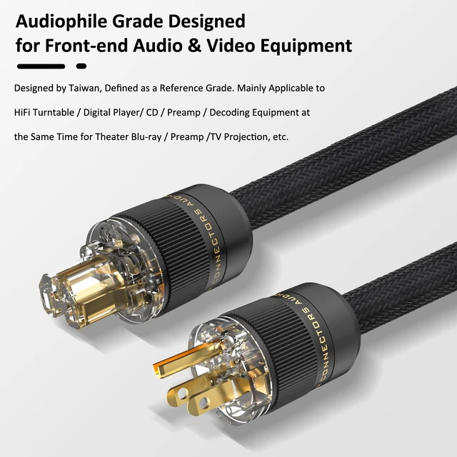 Alt view image 5 of 6 - Audiocrast 4.9FT Audiophile Power Cable 10AWG for Hi-Fi Systems NEMA 5-15P to C15 AC Power Cable,OFC Conductors,Pure Copper Shielding,Pure Copper Plugs,125V 15A,Black Braided Mesh