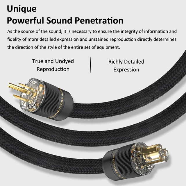 Alt view image 4 of 6 - Audiocrast 4.9FT Audiophile Power Cable 10AWG for Hi-Fi Systems NEMA 5-15P to C15 AC Power Cable,OFC Conductors,Pure Copper Shielding,Pure Copper Plugs,125V 15A,Black Braided Mesh