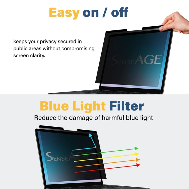Alt view image 4 of 7 - Magnetic Privacy Screen Protector for Surface Laptop 15 inch (6/5/4/3/2/1), Removable Anti-Glare Blue Light Filter, Compatible with Surface Laptop 15"