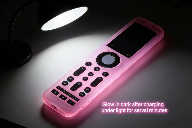 Alt view image 4 of 7 - Protector for SofaBaton X2 Universal Remote Control, Silicone Protective Case Glow in Dark - Pink