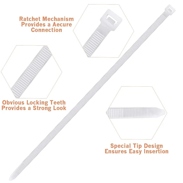 Alt view image 6 of 7 - Plastic twist ties Cable Ties Heavy Duty Nylon Self-locking Long Wire Ties 50 Pack - White (24 Inch)