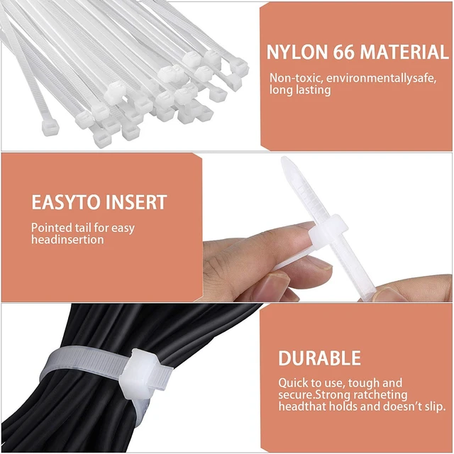 Alt view image 2 of 7 - Plastic twist ties Cable Ties Heavy Duty Nylon Self-locking Long Wire Ties 50 Pack - White (24 Inch)