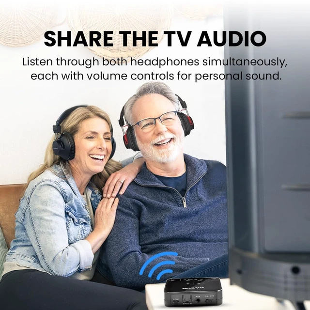 Alt view image 2 of 7 - HT41899 Plus - Dual Qualcomm-Powered Bluetooth 5.3 Headphones & Transmitter for Wireless TV Watching with aptX Adaptive, Individual Volume Controls, Optical Support, 50hr