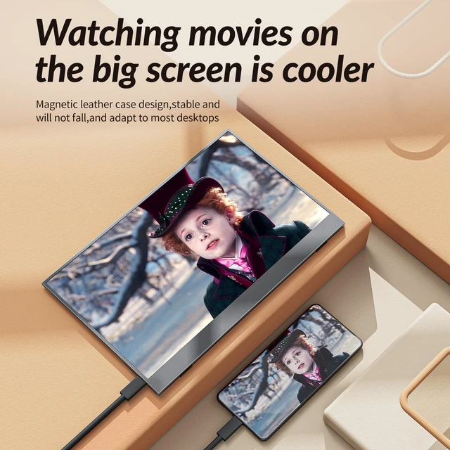 Alt view image 6 of 7 - Portable Monitor 15.6 Inch 1080P FHD IPS 65% sRGB Travel Monitor with USB-C HDMI Portable Screen Second Screen for Laptop MacBook Surface PC PS4/5, VESA Mountable, with Kickstand