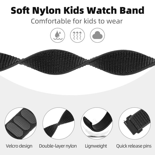 Alt view image 2 of 6 - Nylon Bands Compatible with Amigo Jr Watch 2 & 1 20mm Hook & Loop Design Easy for Kids to Put On and Off, Soft Breathable Strap for Gizmo/ Gabb Watch 3e 3 2 1