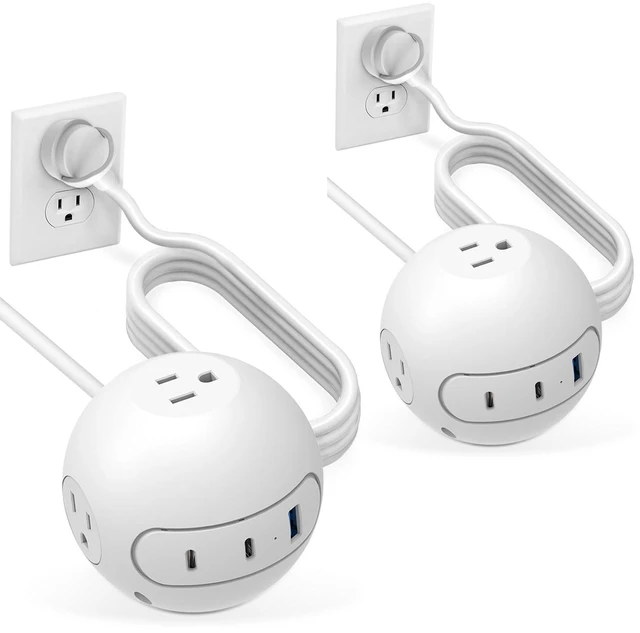 Main image of 20W USB C Power Strip 10 ft Cord,Long Power Strip with 3 Widely Outlets and 3 USB Ports(2 USB C Port),Power Delivery Charging for Dorm Rooms,Home Office,White(2 Pack)