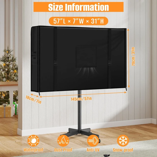 Alt view image 2 of 6 - Mobile Outdoor TV Stand Cover for 45-57 Inch TV Screen,600D Oxford Waterproof Outdoor TV Cover, Television-Screen Storage for Mobile LED OLED LCD TV Cart-57L x 7W x 31H, 600D Oxford Fabric