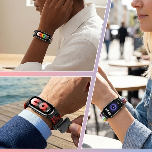 Alt view image 3 of 7 - Bands Compatible with Xiaomi Smart Band 10/9/8 Strap, Nylon Woven Replacement Strap with Secure Buckle, Soft Breathable Adjustable Wristband for Women Men