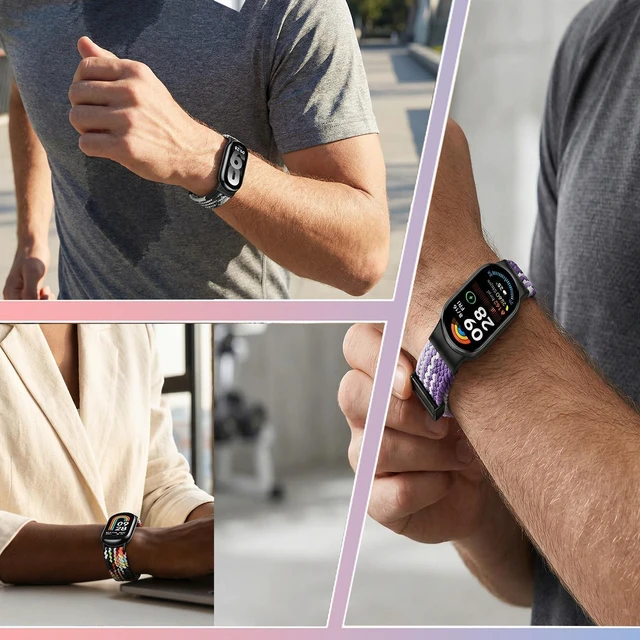 Alt view image 2 of 7 - Bands Compatible with Xiaomi Smart Band 10/9/8 Strap, Nylon Woven Replacement Strap with Secure Buckle, Soft Breathable Adjustable Wristband for Women Men