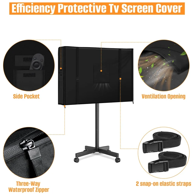 Alt view image 4 of 6 - Mobile Outdoor TV Stand Cover for 45-57 Inch TV Screen,600D Oxford Waterproof Outdoor TV Cover, Television-Screen Storage for Mobile LED OLED LCD TV Cart-57L x 7W x 31H, 600D Oxford Fabric