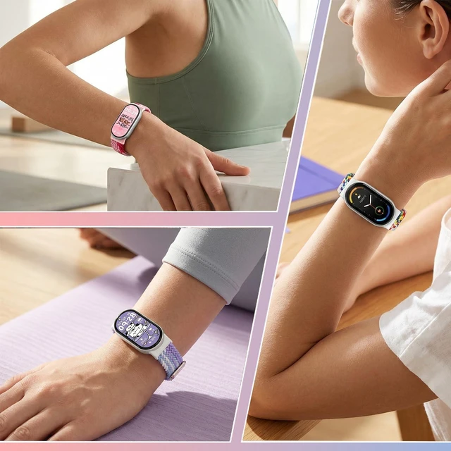 Alt view image 3 of 7 - Bands Compatible with Xiaomi Smart Band 10/9/8 Strap, Nylon Woven Replacement Strap with Secure Buckle, Soft Breathable Adjustable Wristband for Women Men