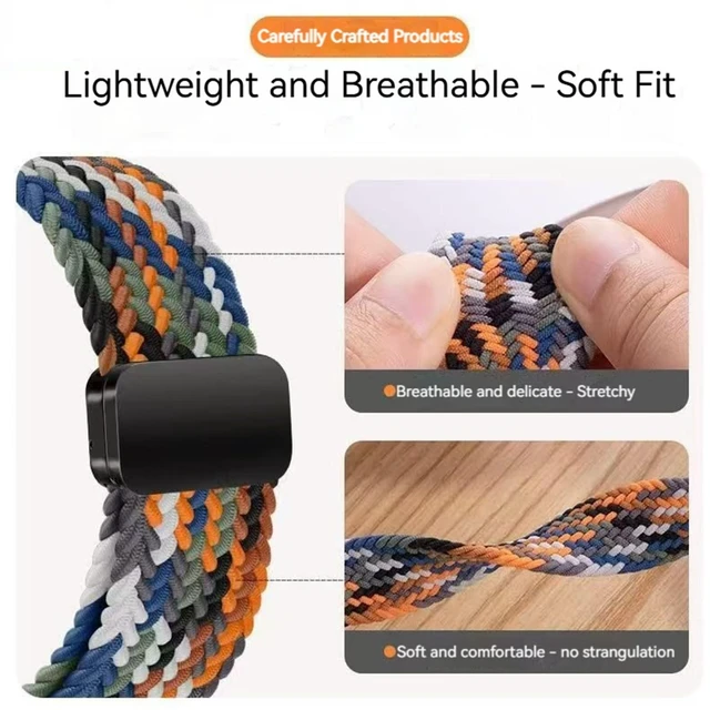 Alt view image 4 of 7 - Bands Compatible with Xiaomi Smart Band 10/9/8 Strap, Nylon Woven Replacement Strap with Secure Buckle, Soft Breathable Adjustable Wristband for Women Men