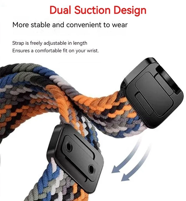 Alt view image 5 of 7 - Bands Compatible with Xiaomi Smart Band 10/9/8 Strap, Nylon Woven Replacement Strap with Secure Buckle, Soft Breathable Adjustable Wristband for Women Men